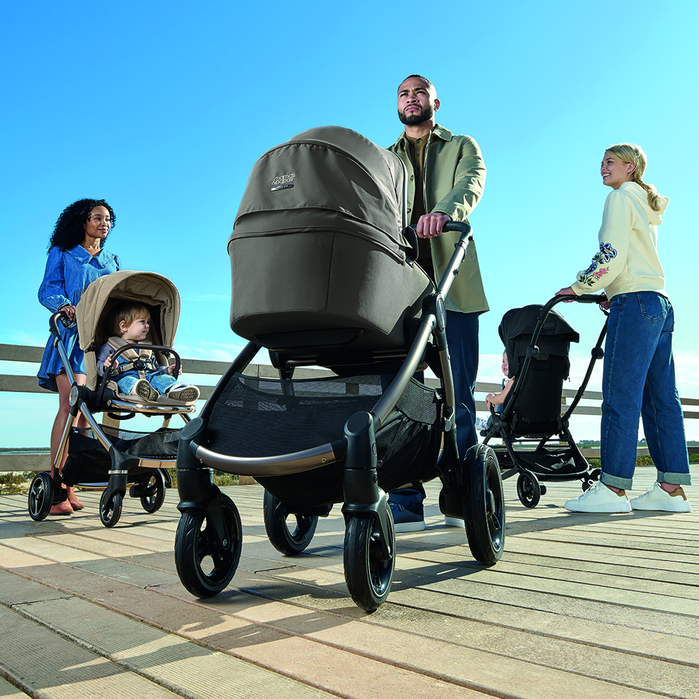 Group of people with Mamas & Papas pushchairs. Shop now