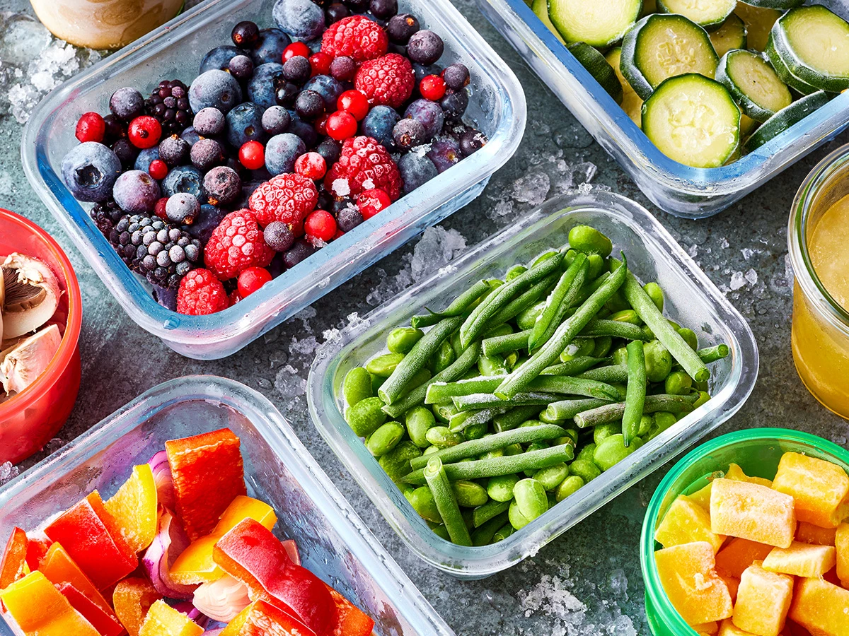 A selection of frozen fruit and vegetables