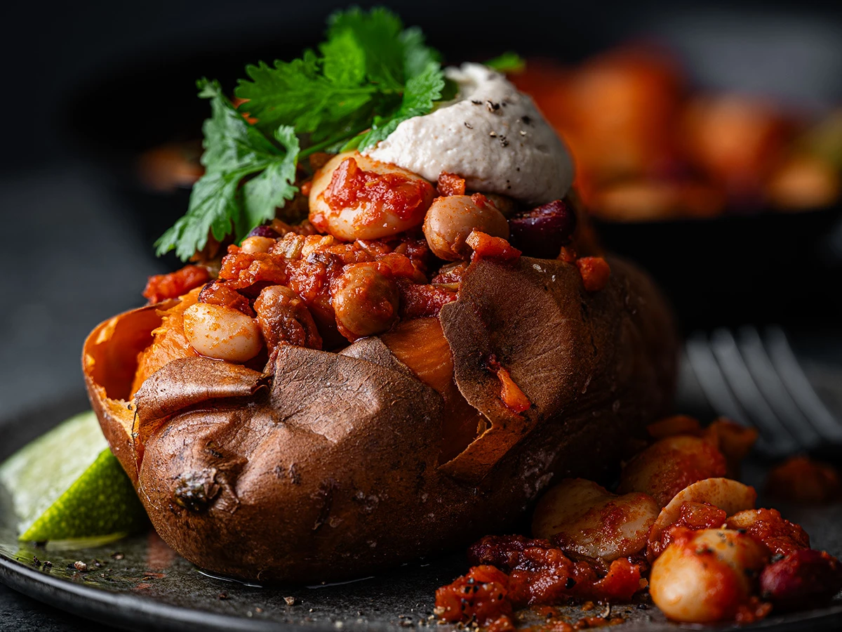 Sweet potato with beans
