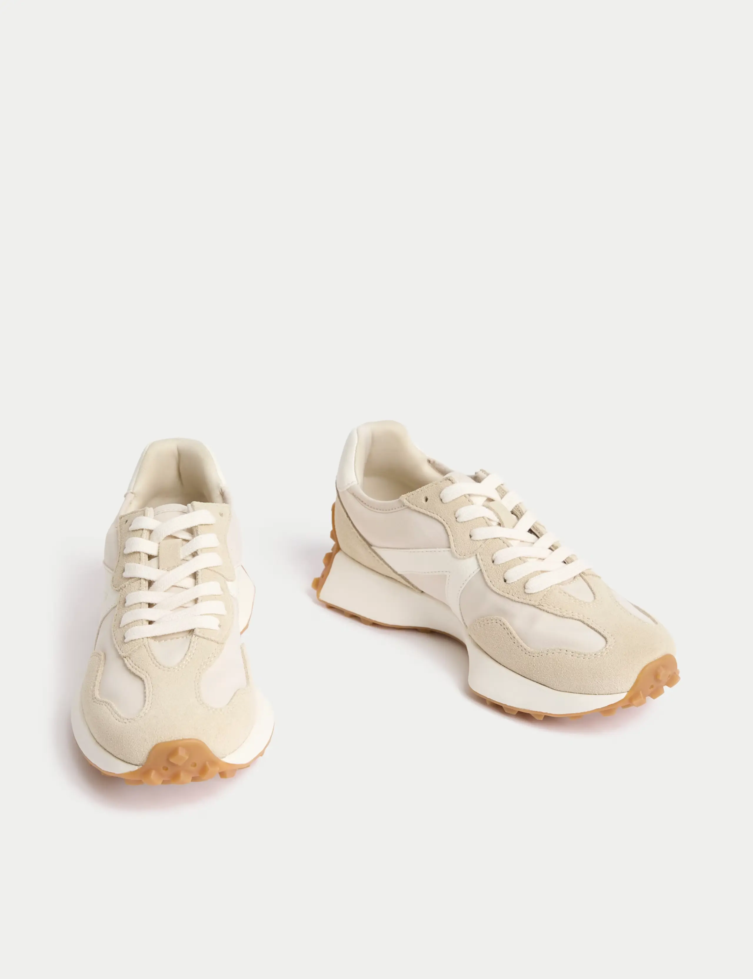Beige leather trainers