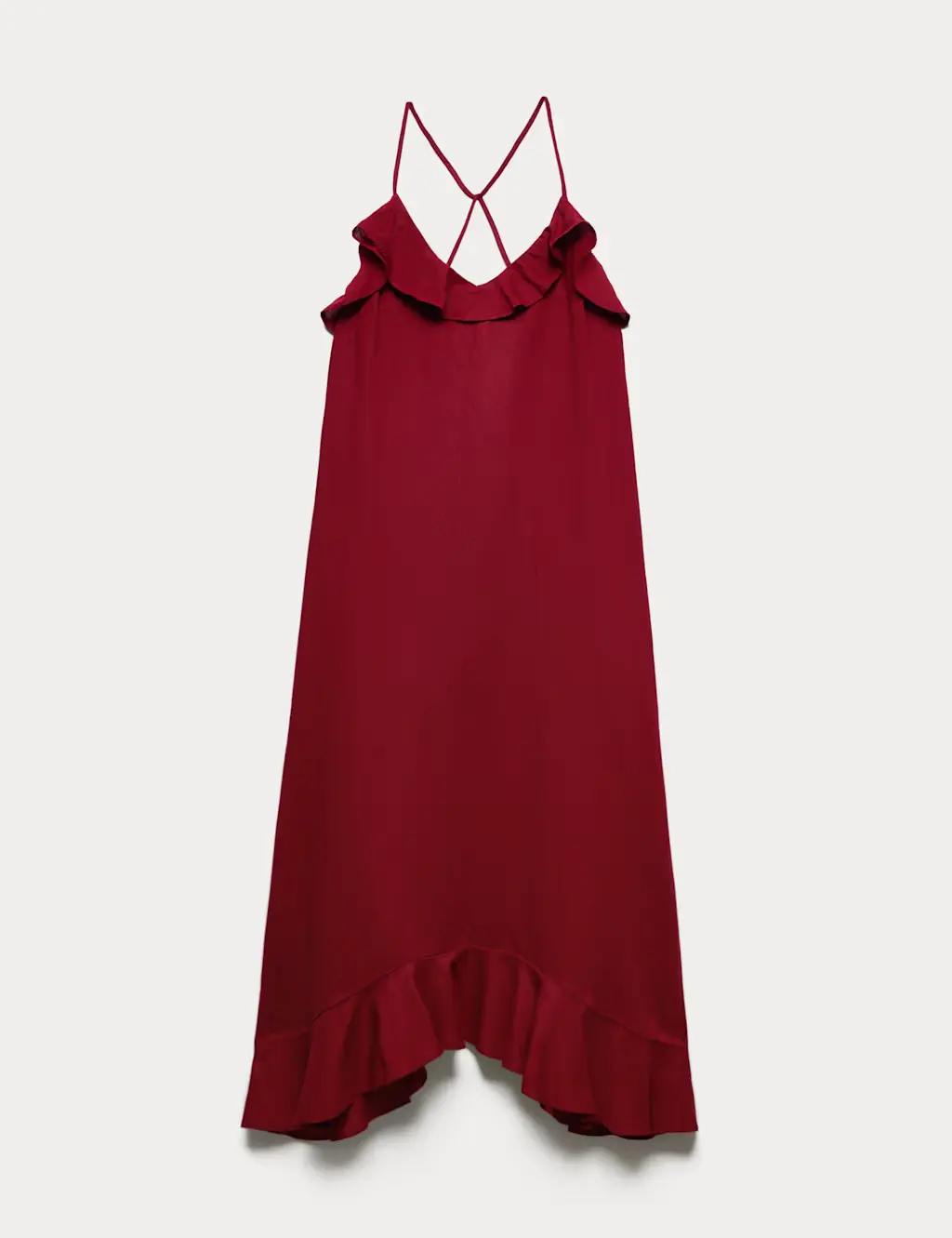 Linen Cotton Blend Ruffle Maxi Dress