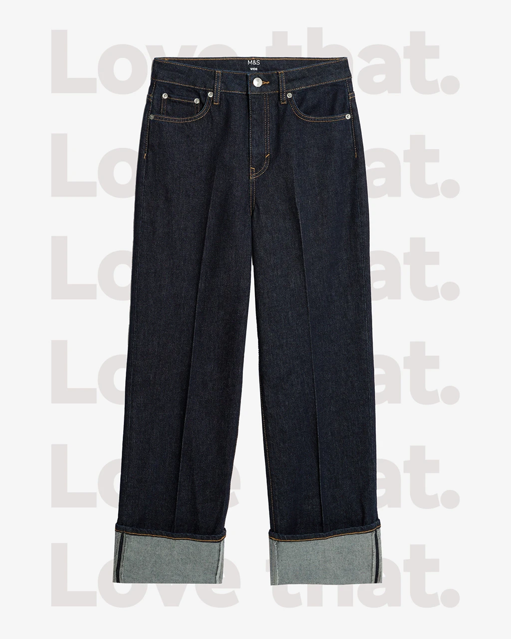 Women's dark wash turn-up jeans
