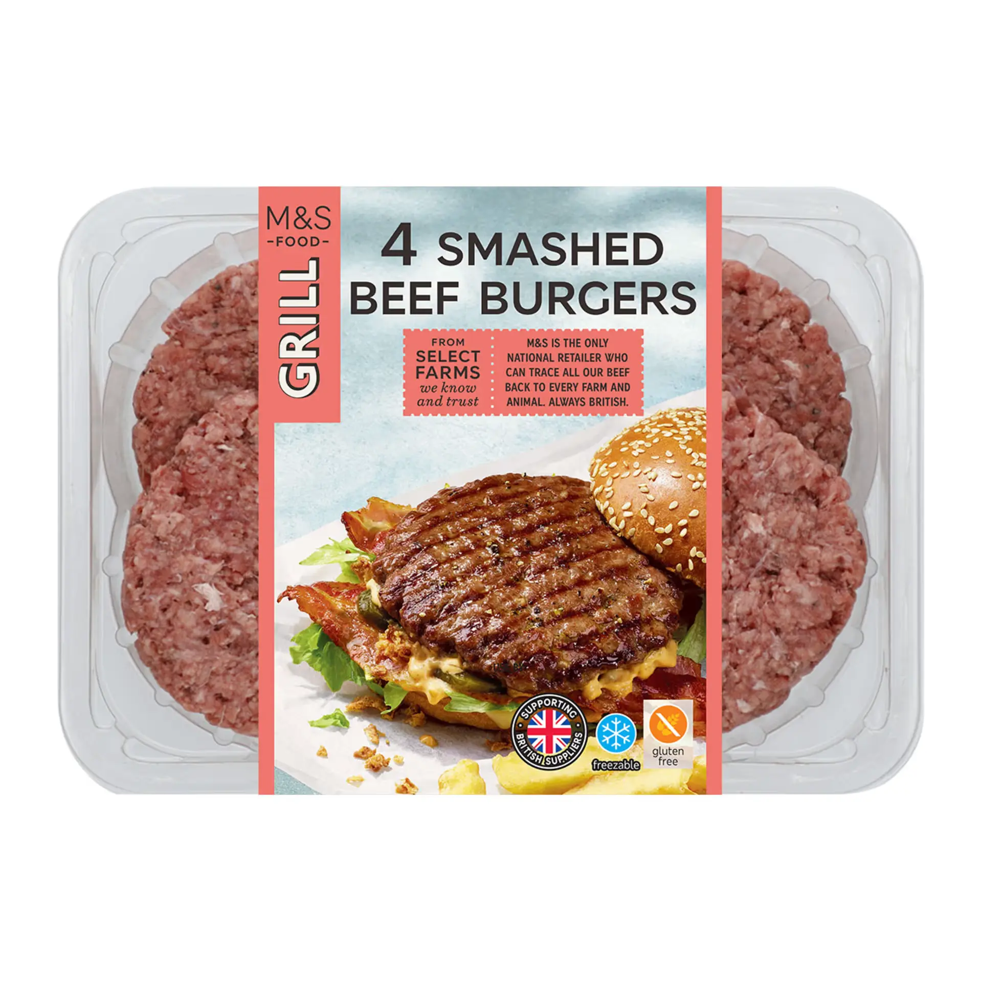 Smashed burgers in package