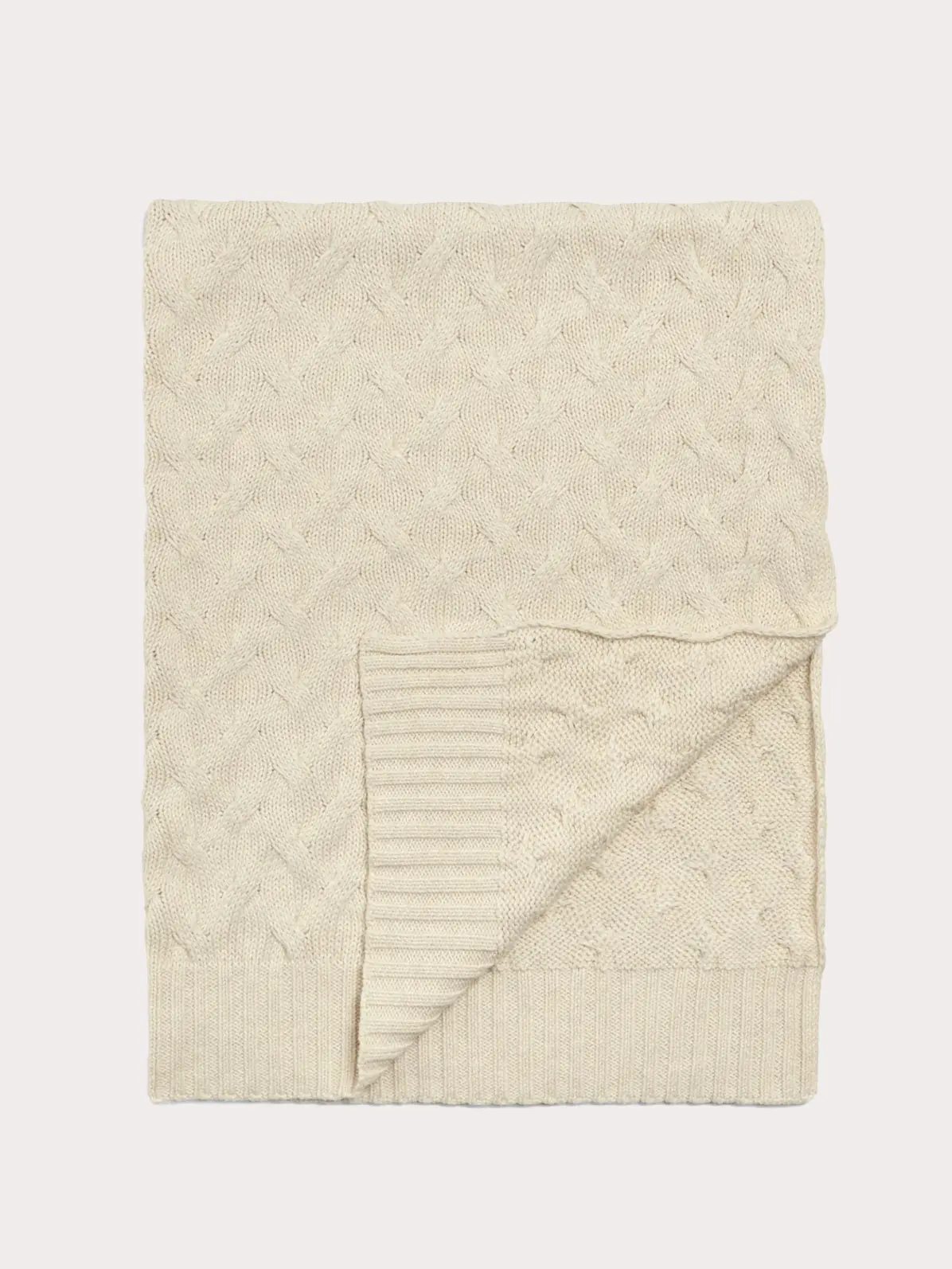 Cream cable-knit shawl 