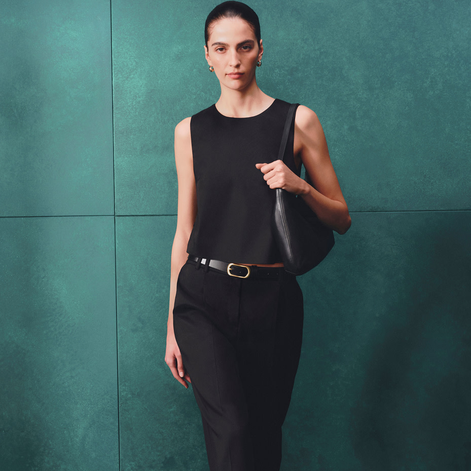 Woman in all black outfit