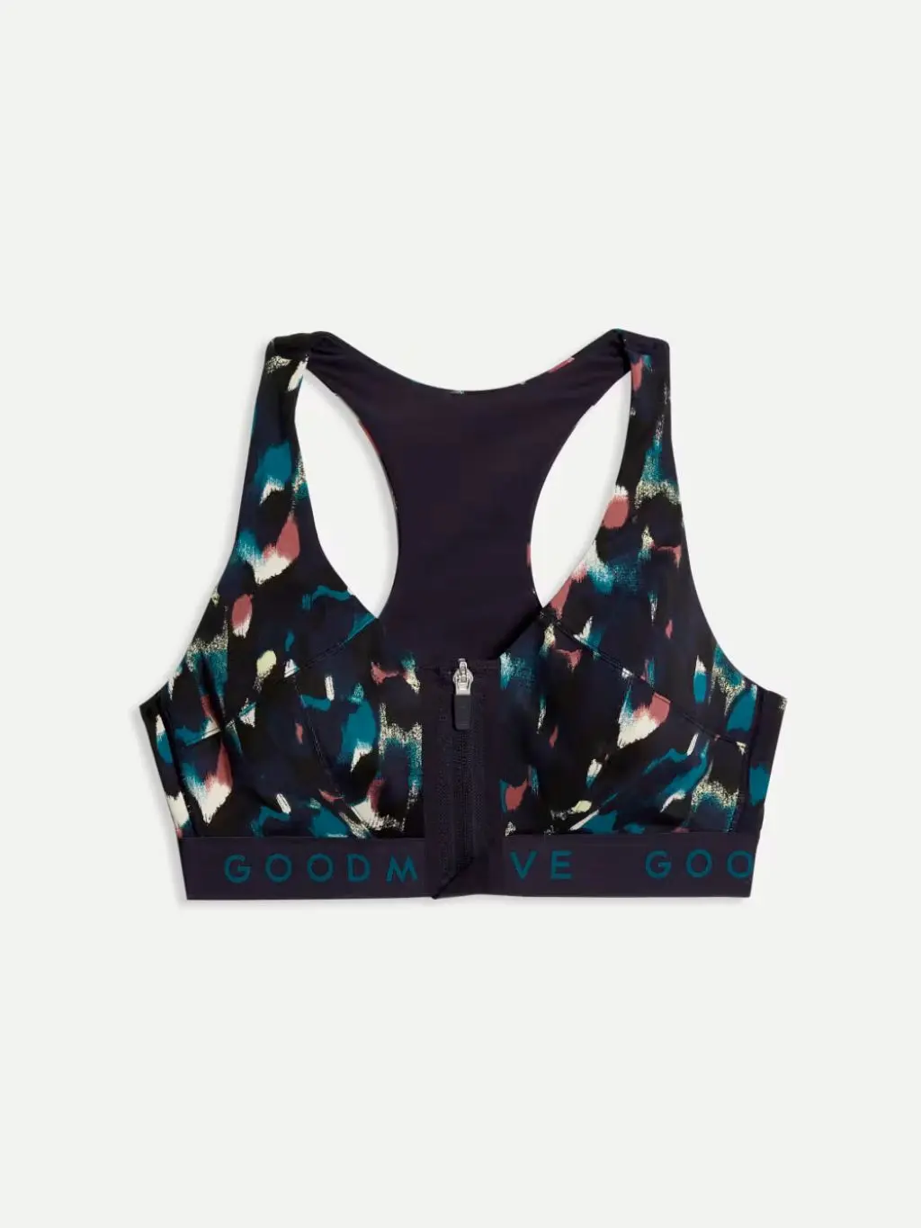 A cutout of a high impact patterned sports bra by M&S