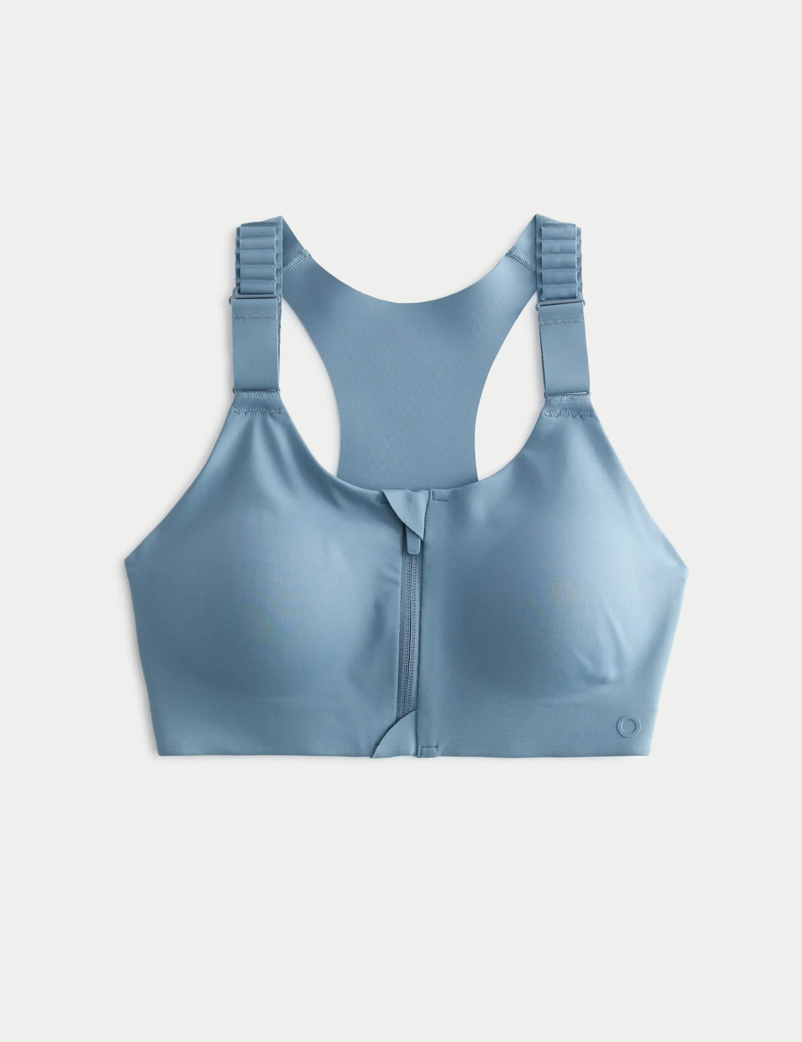 A light-blue zip-front high-impact sports bra by M&S