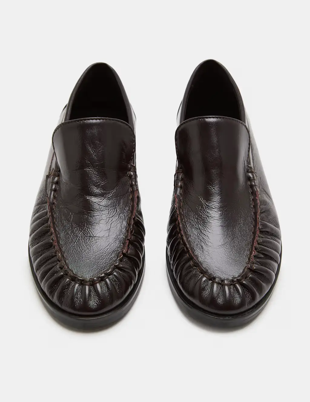 Leather Ruched Loafers
