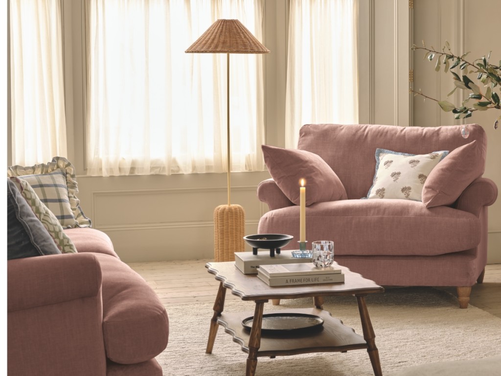 Pink sofas in living room