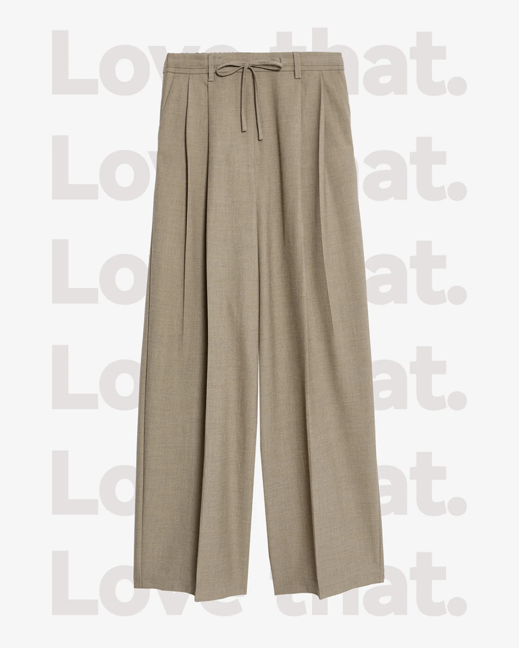 Women's beige drawstring pleated trousers