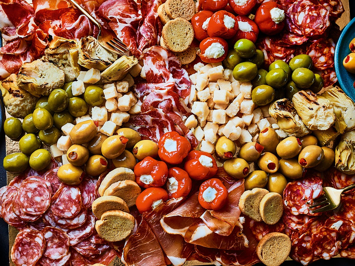 Close up of charcuterie board