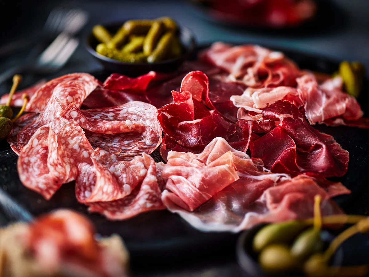 Close up of charcuterie board