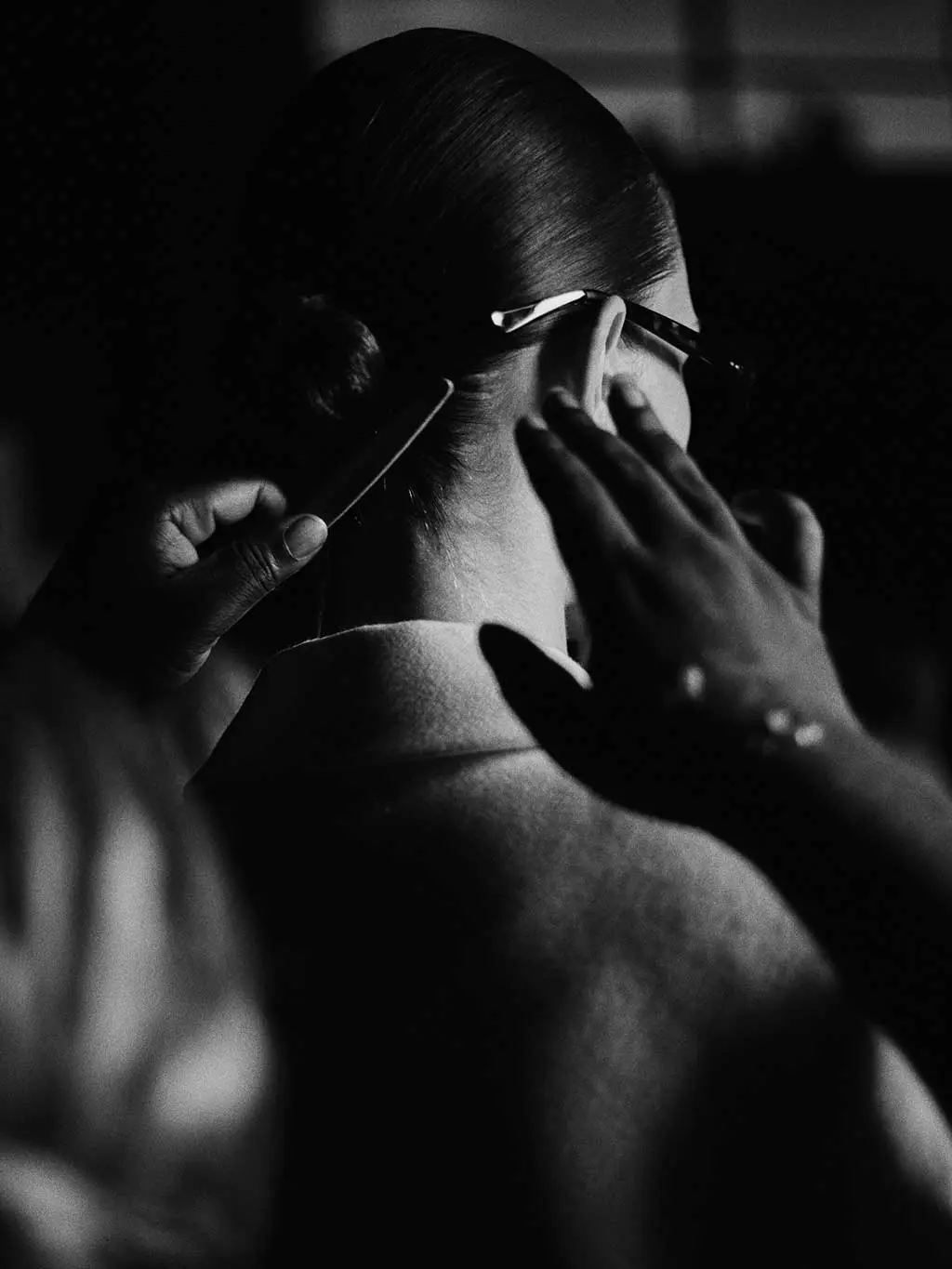 Woman getting her hair done
