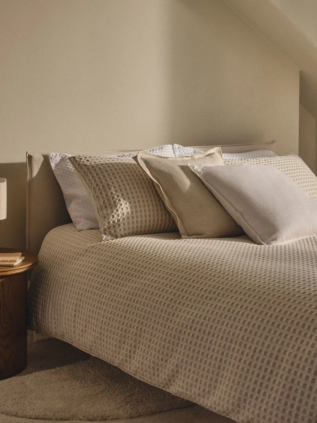 Mattress in neutral bedding