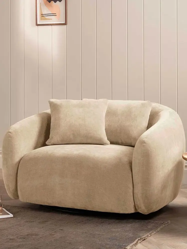 Cream boucle spin chair