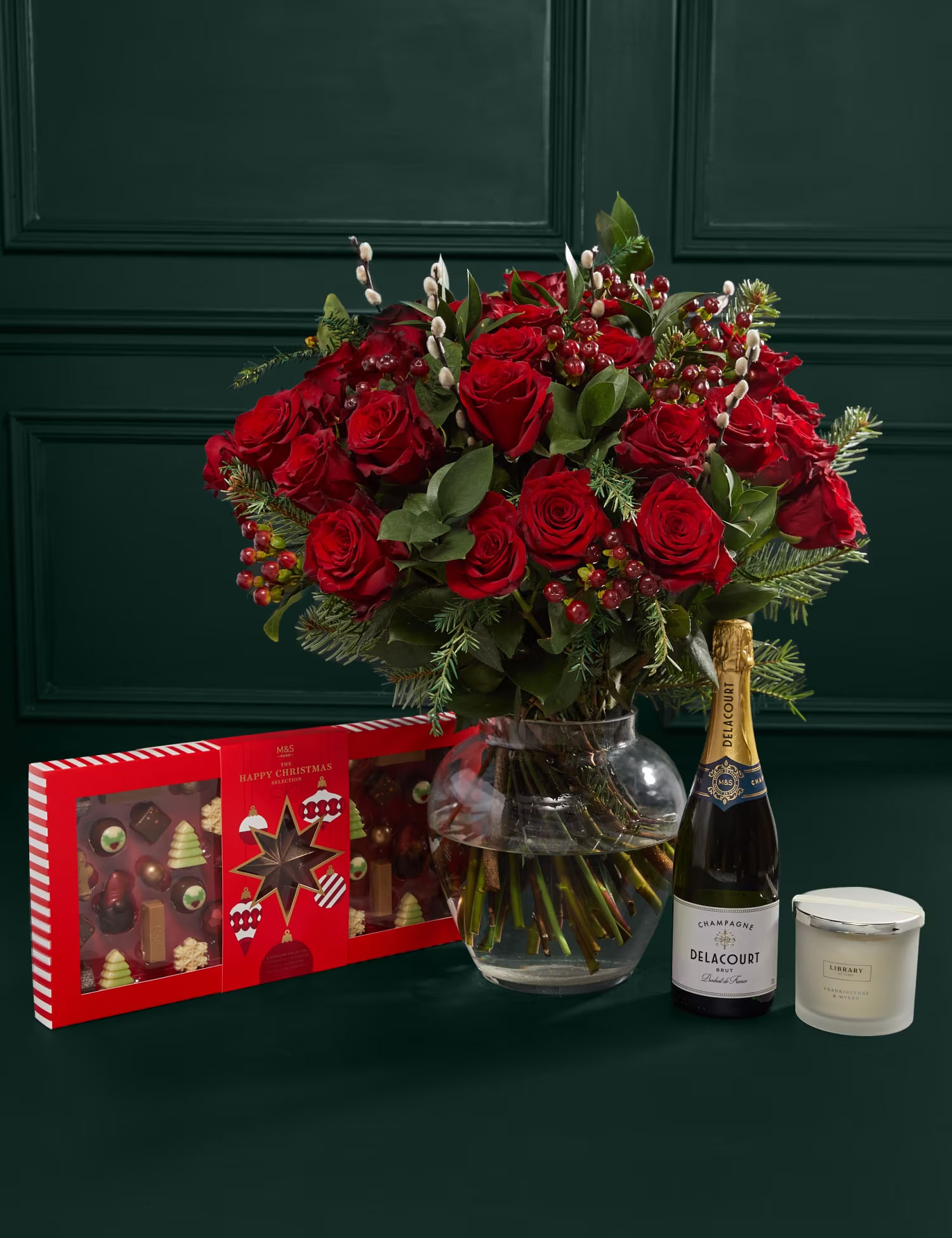 M&X Christmas red rose luxury bundle gift