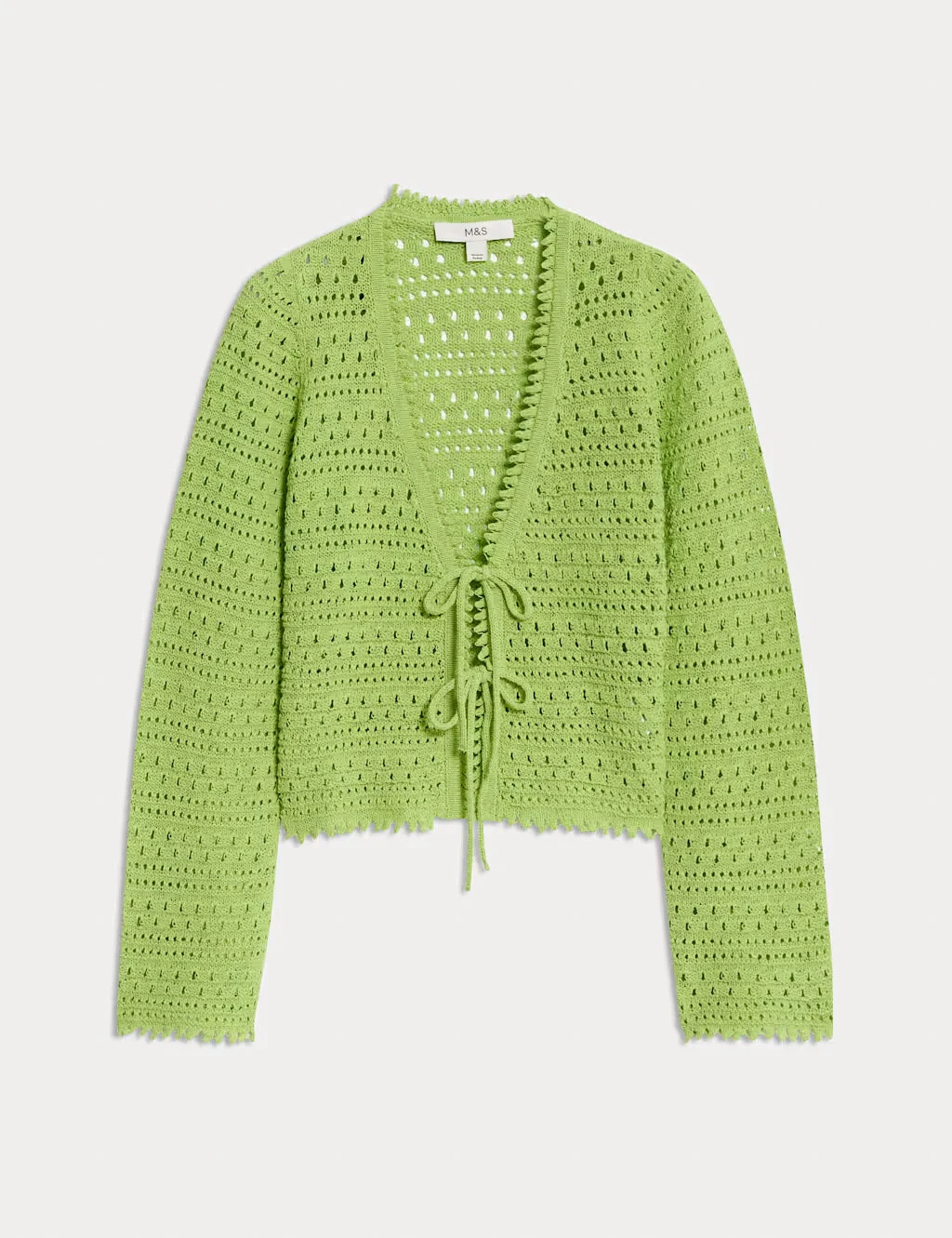 Lime-green tie-front cardigan