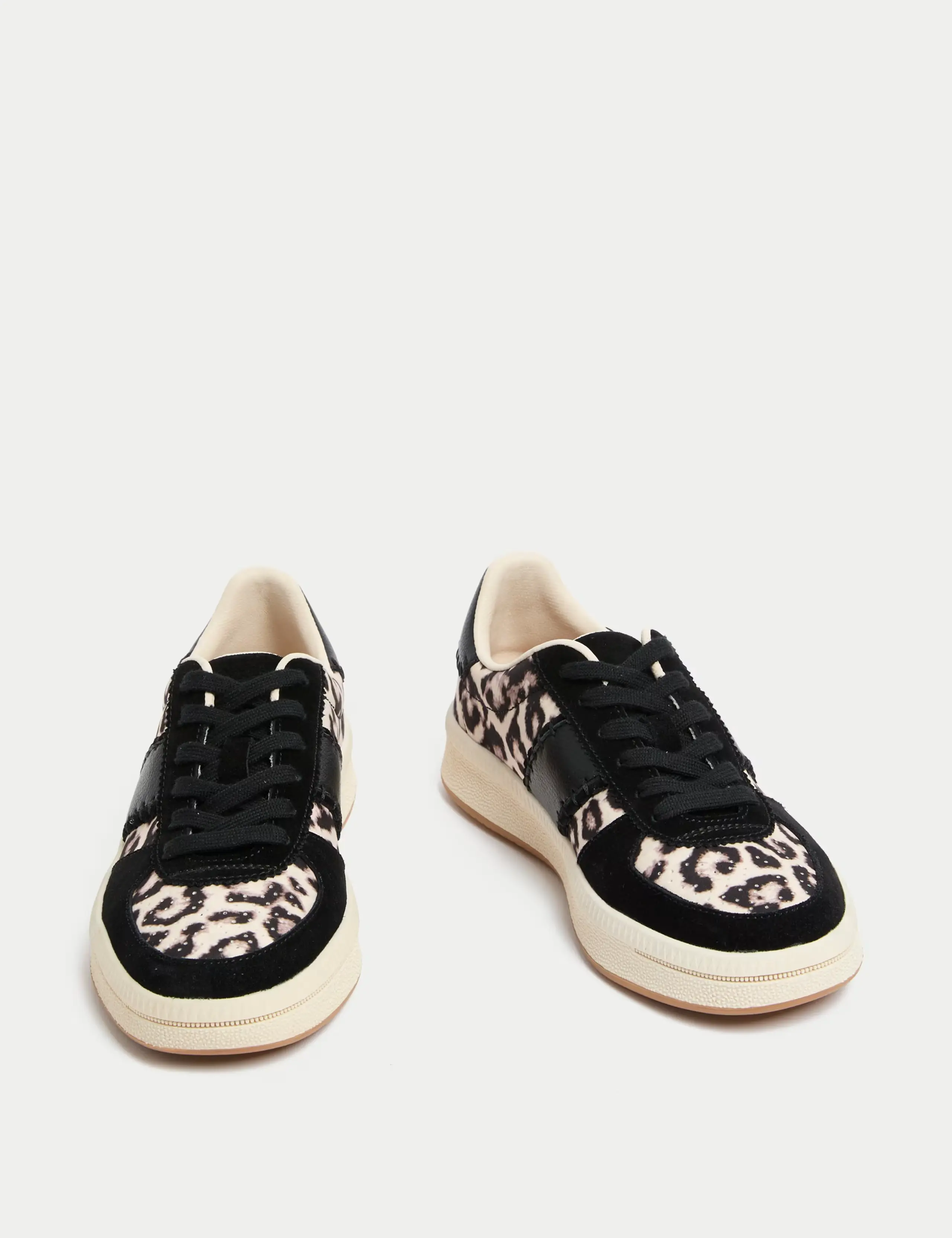 Black and leopard print platform trainers