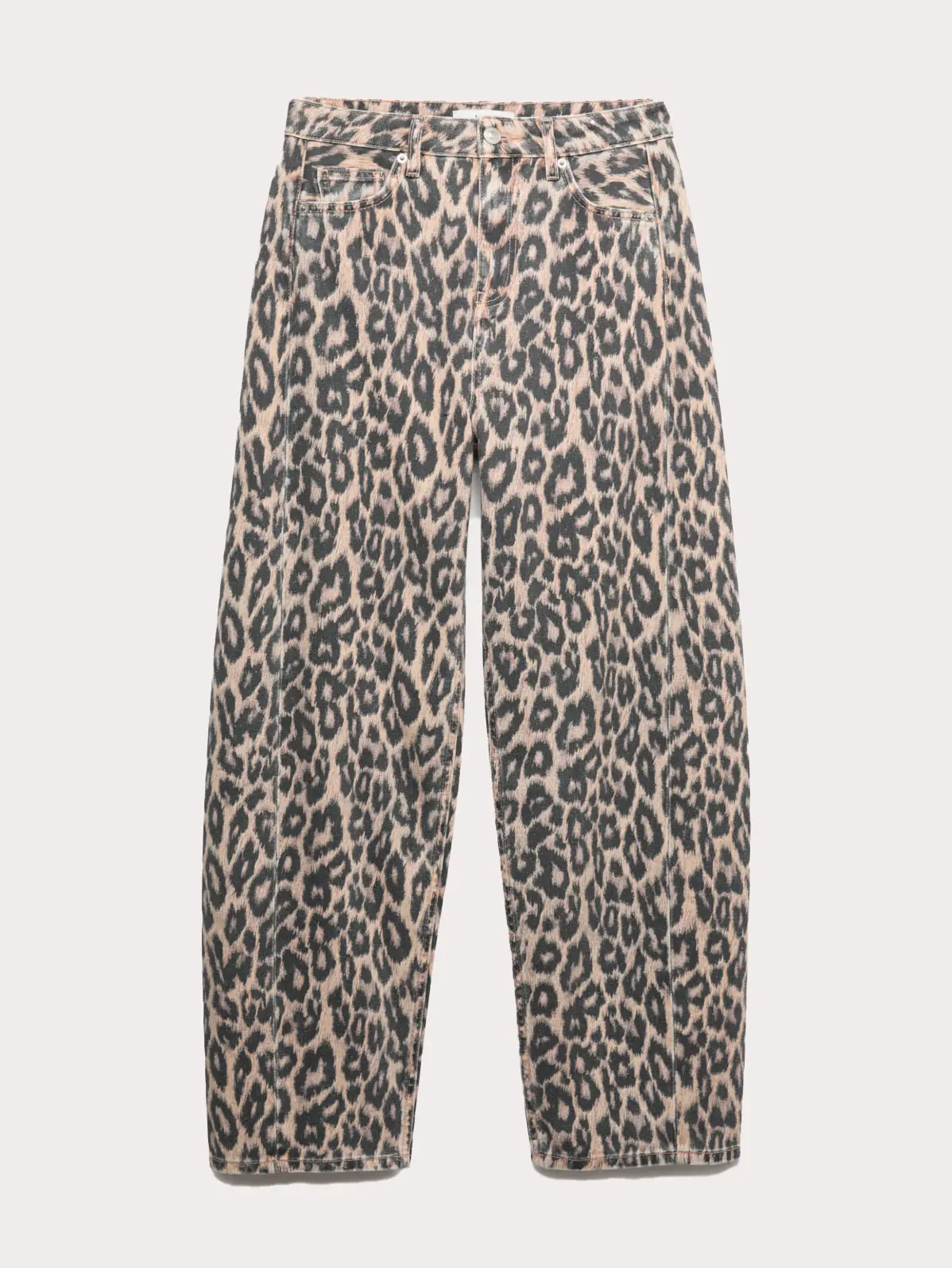Animal print barrel leg jeans
