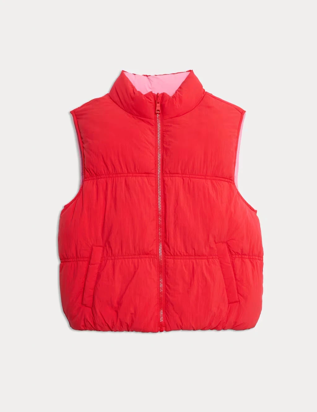 Girls' red and pink reversible gilet