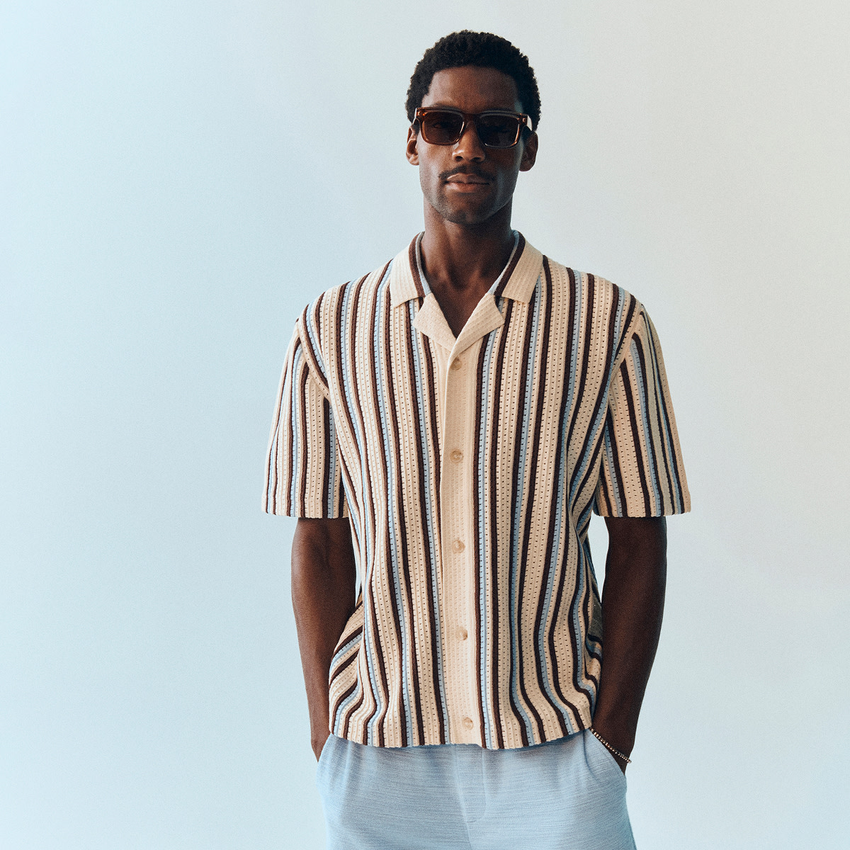 Man wearing stripped shirt