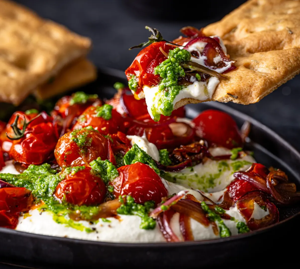 Whipped burrata and cherry tomato dip