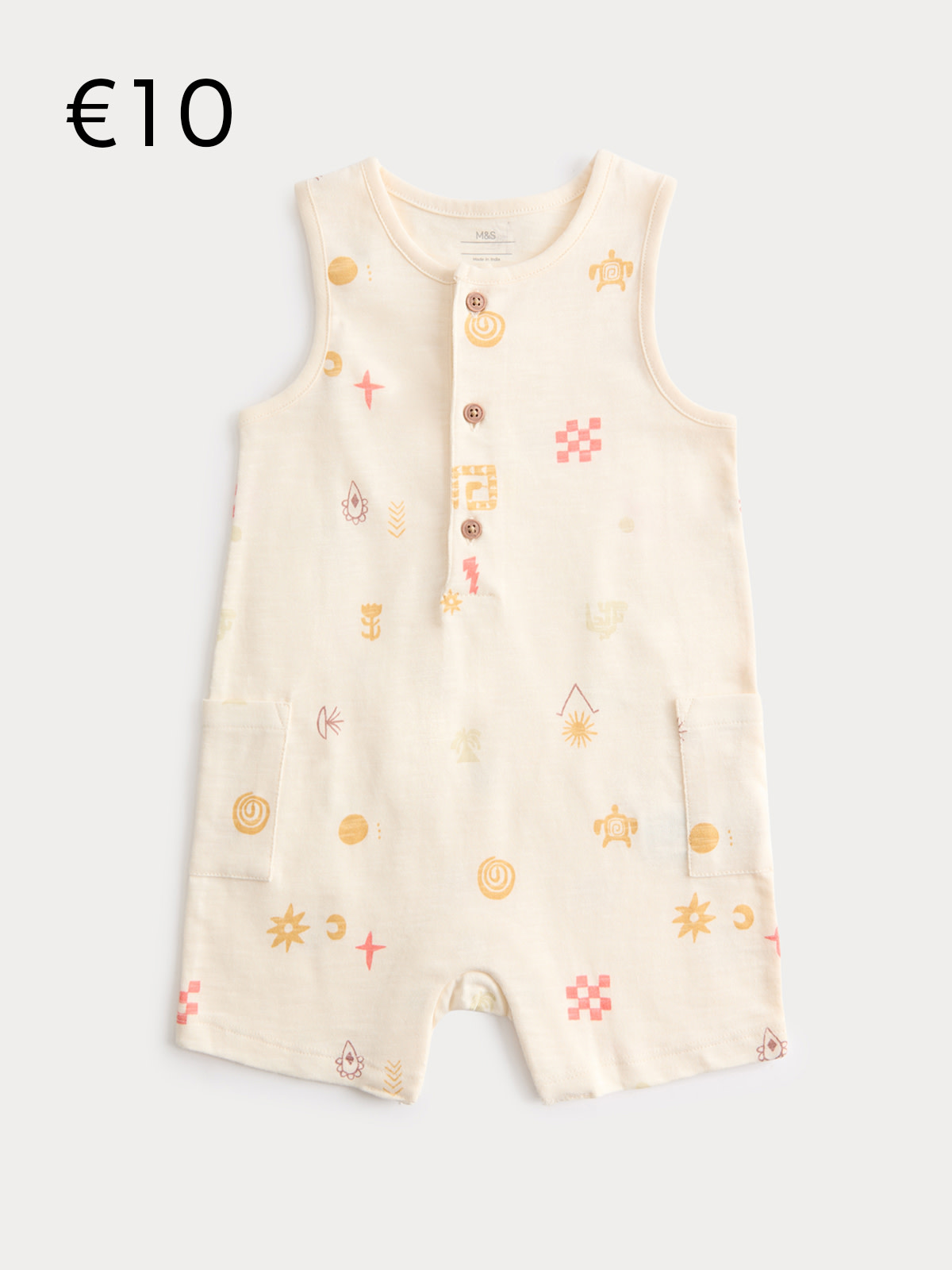 Pure Cotton Jersey Island Print Romper