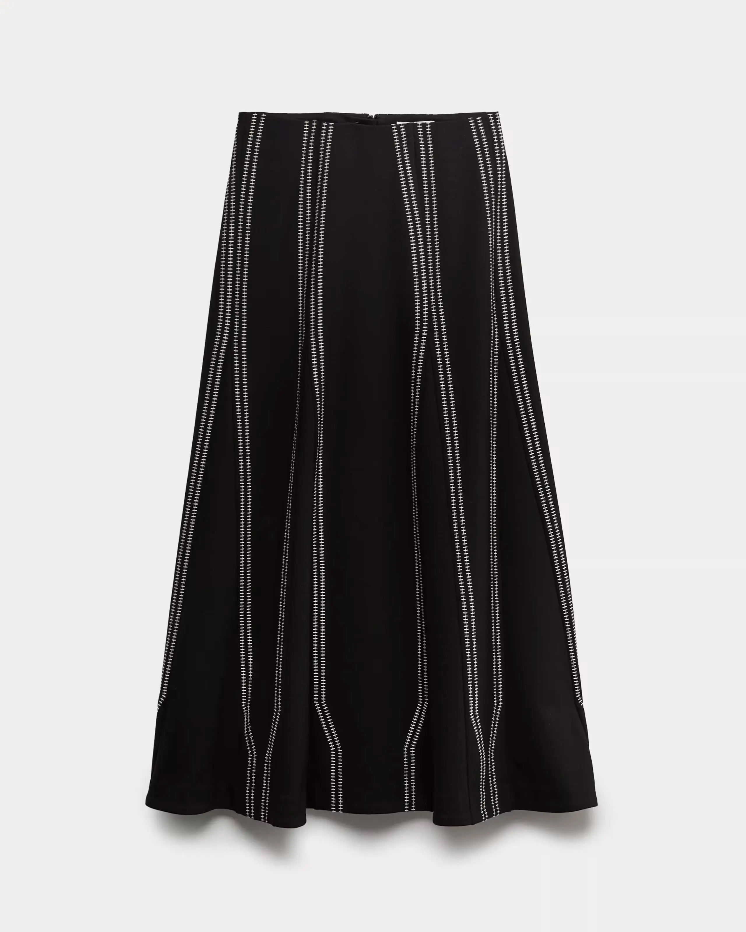 Black skirt with white embroidery by Jaeger