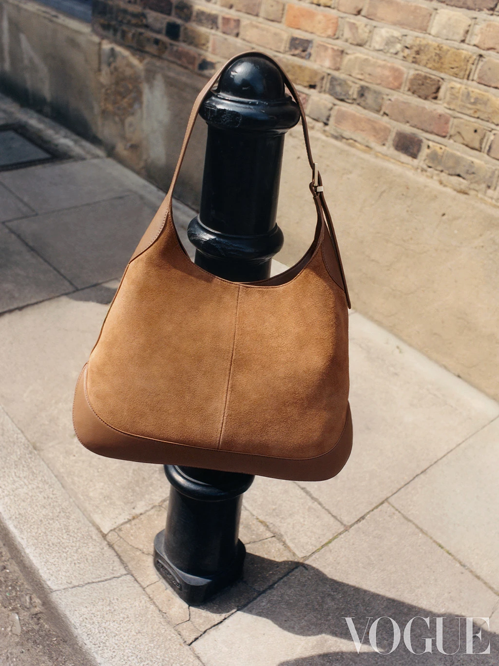 Tan suede leather top-handle bag by Autograph