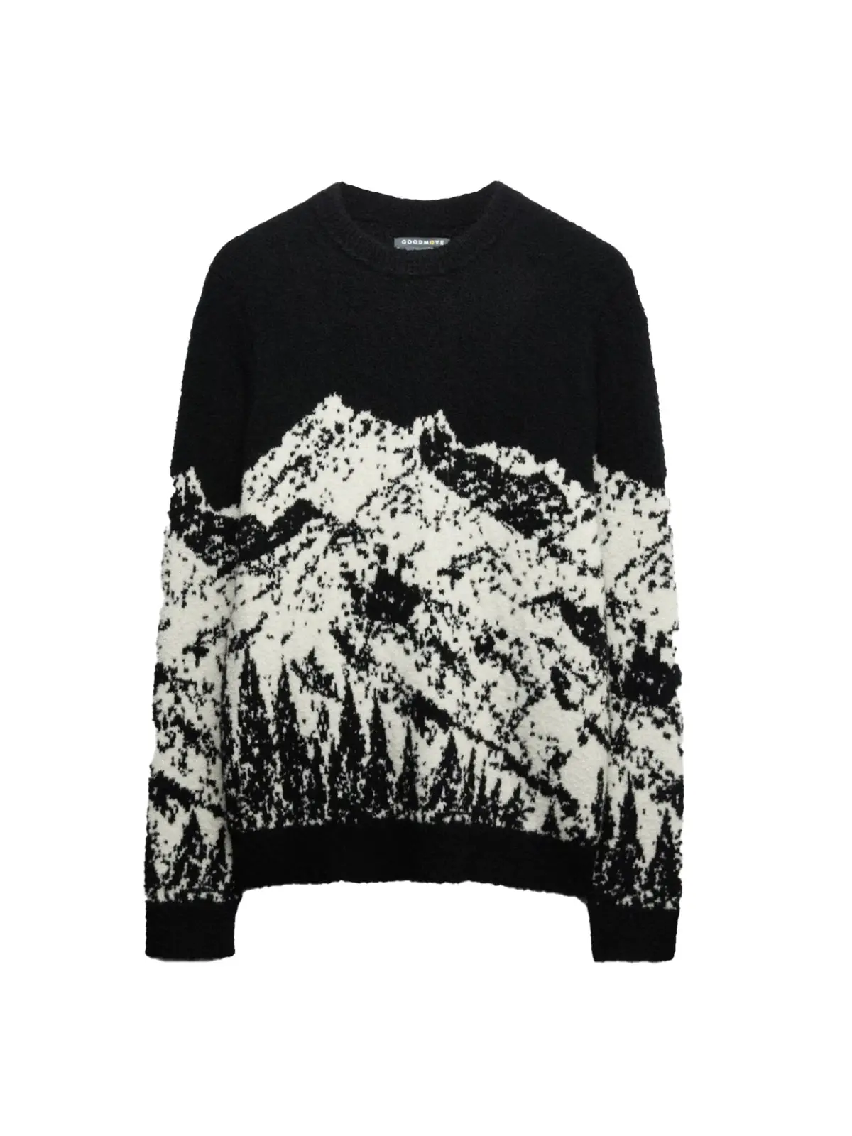 Black jumper with white mountain pattern