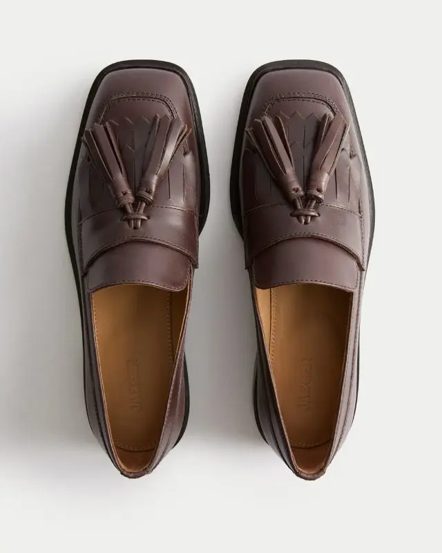 Leather tassle loafers by Jaeger