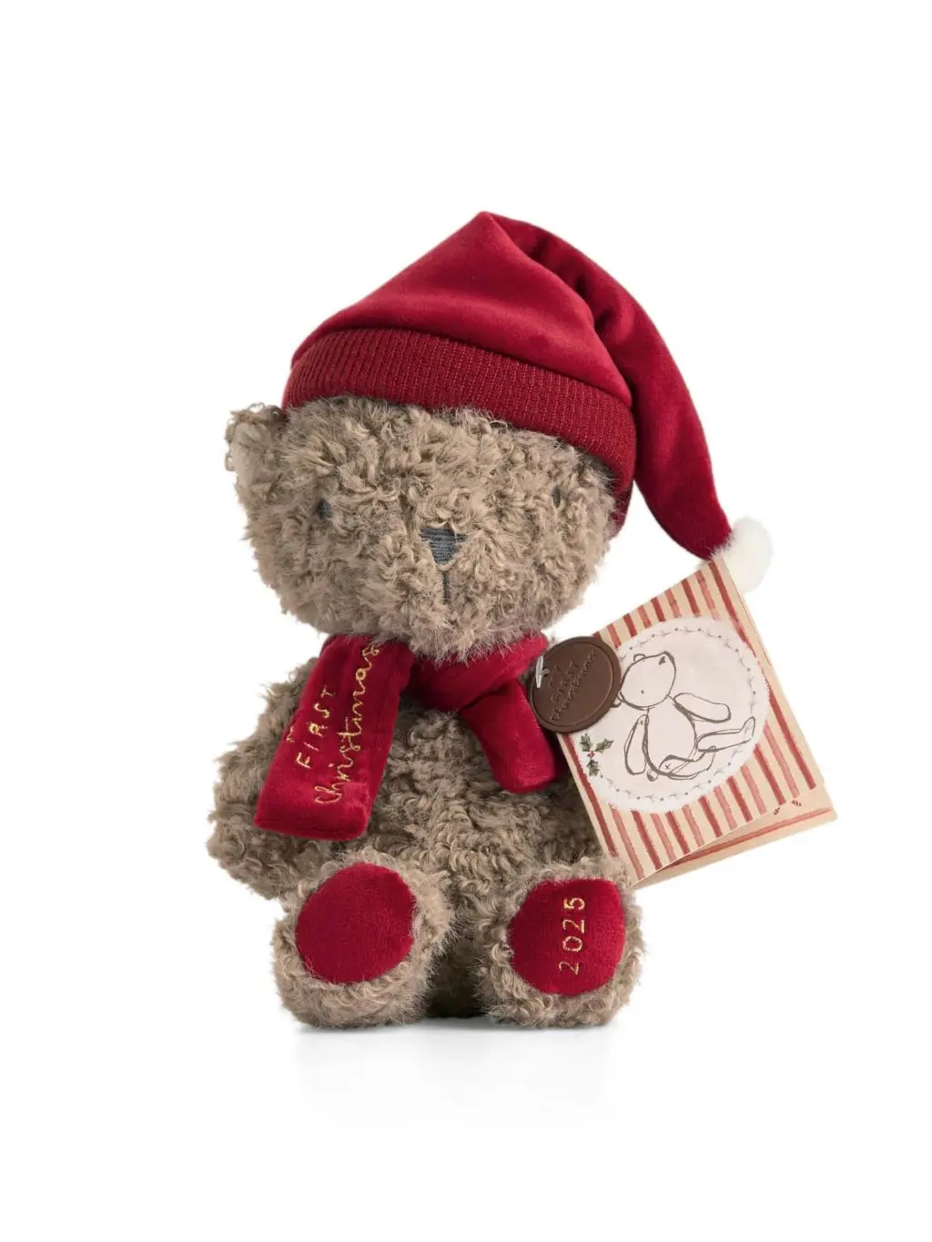 A little brown bear with a Santa Hat as sold at M&S