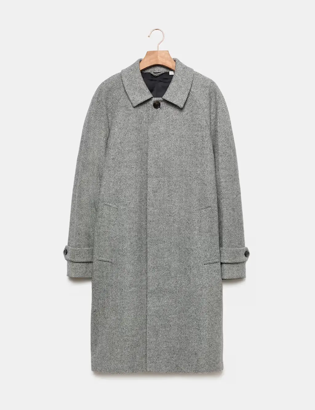 Pure Wool Herringbone Overcoat