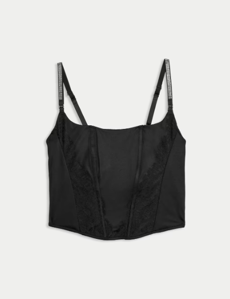 Black satin basque