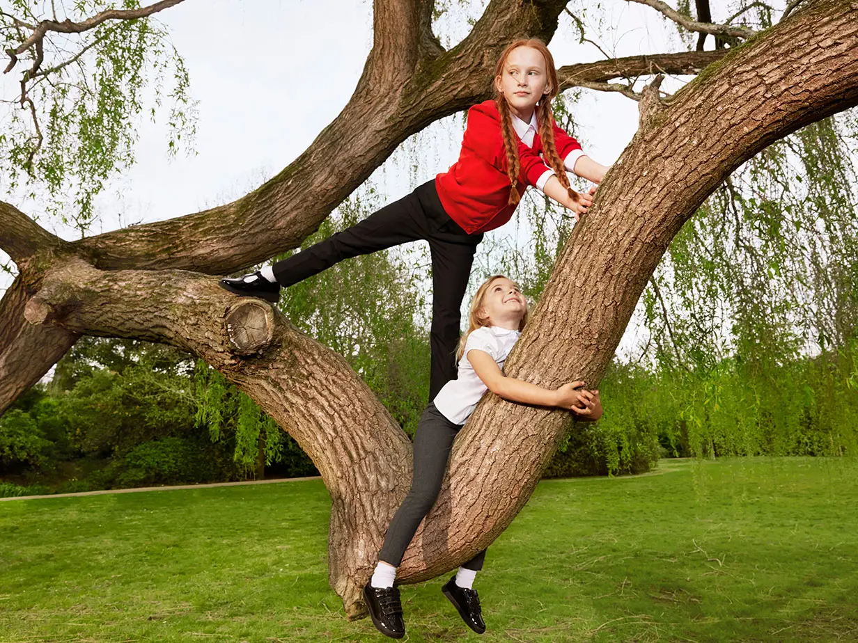 Two children in M&S school uniform