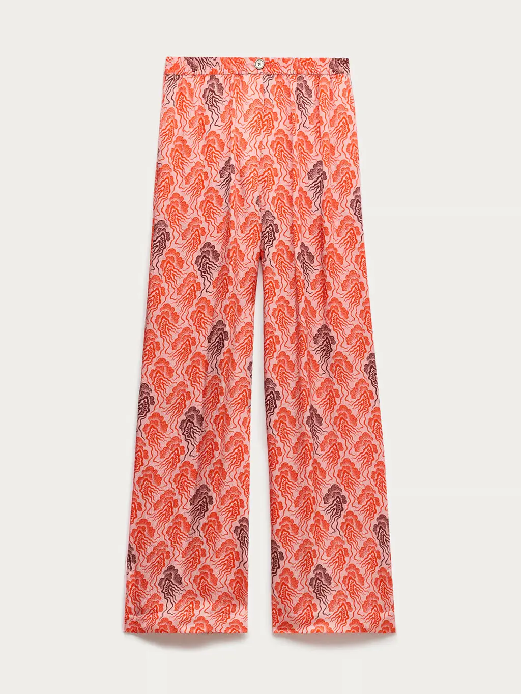 Wave-print wide-leg trousers