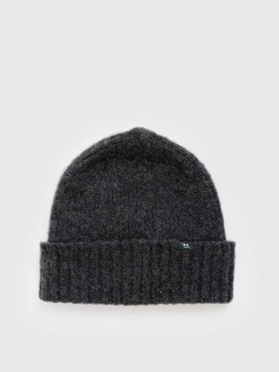 Grey pure lambswool beanie hat by Rod & Gunn