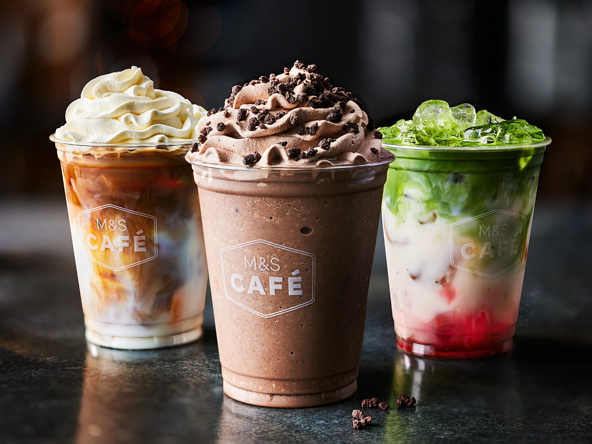 A selection of iced drinks in the cafe