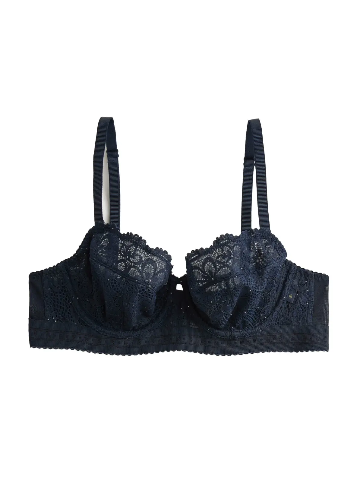 Image of navy bra with sequin details