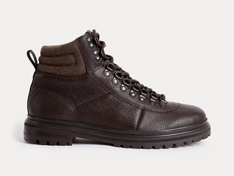 Men's brown leather lace-up hiker ankle boots