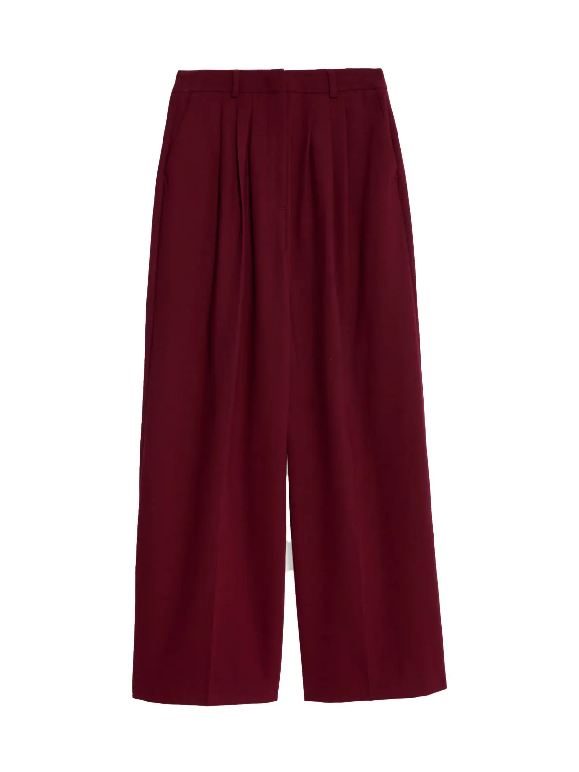 Berry red tailored trousers in wide leg style