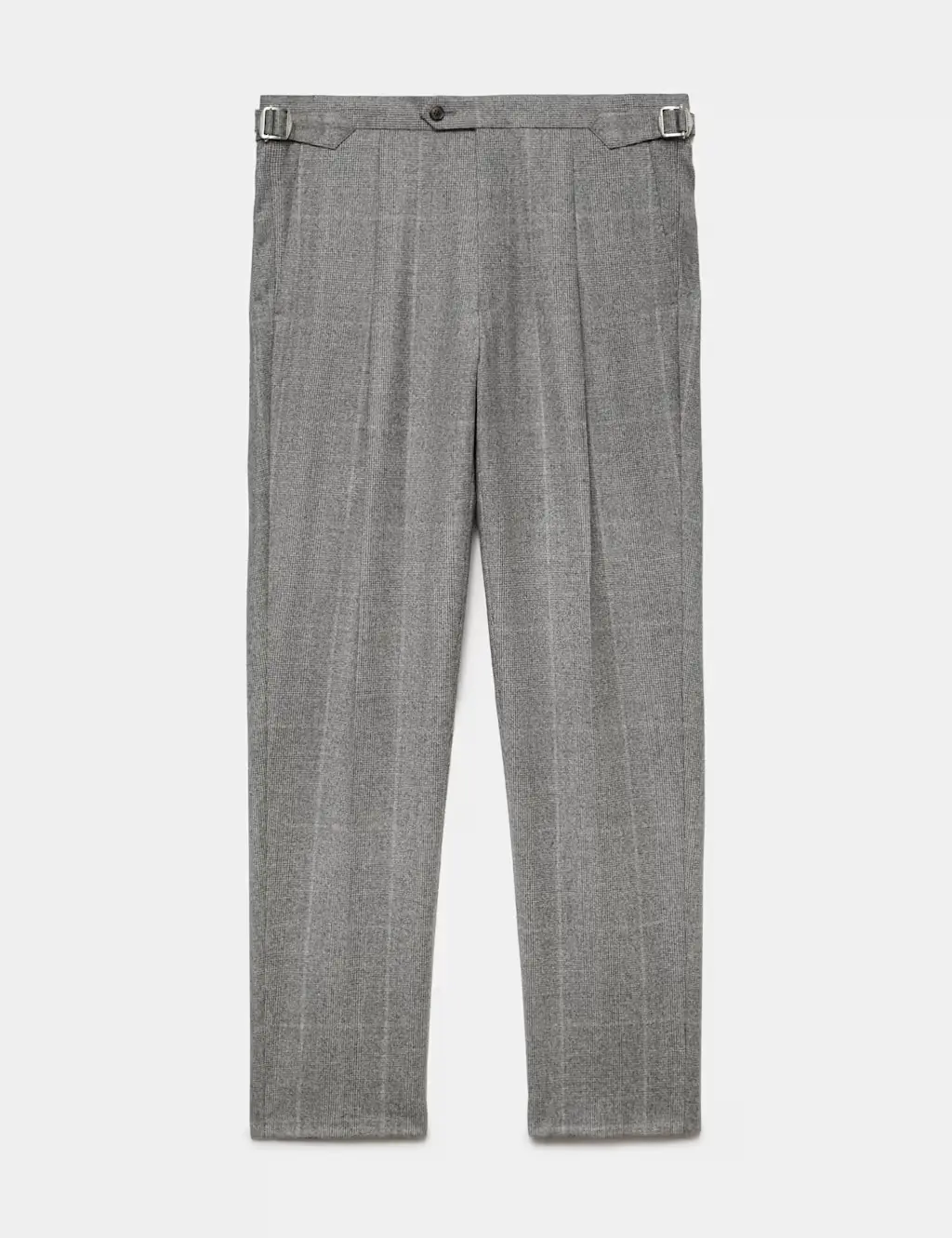 Tailored Fit Italian Wool Prince Of Wales Check Suit Trousers
