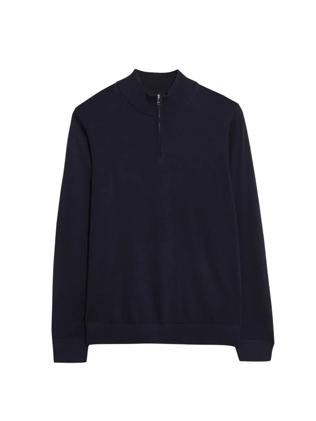 A cut out of a navy M&S zip up jumper