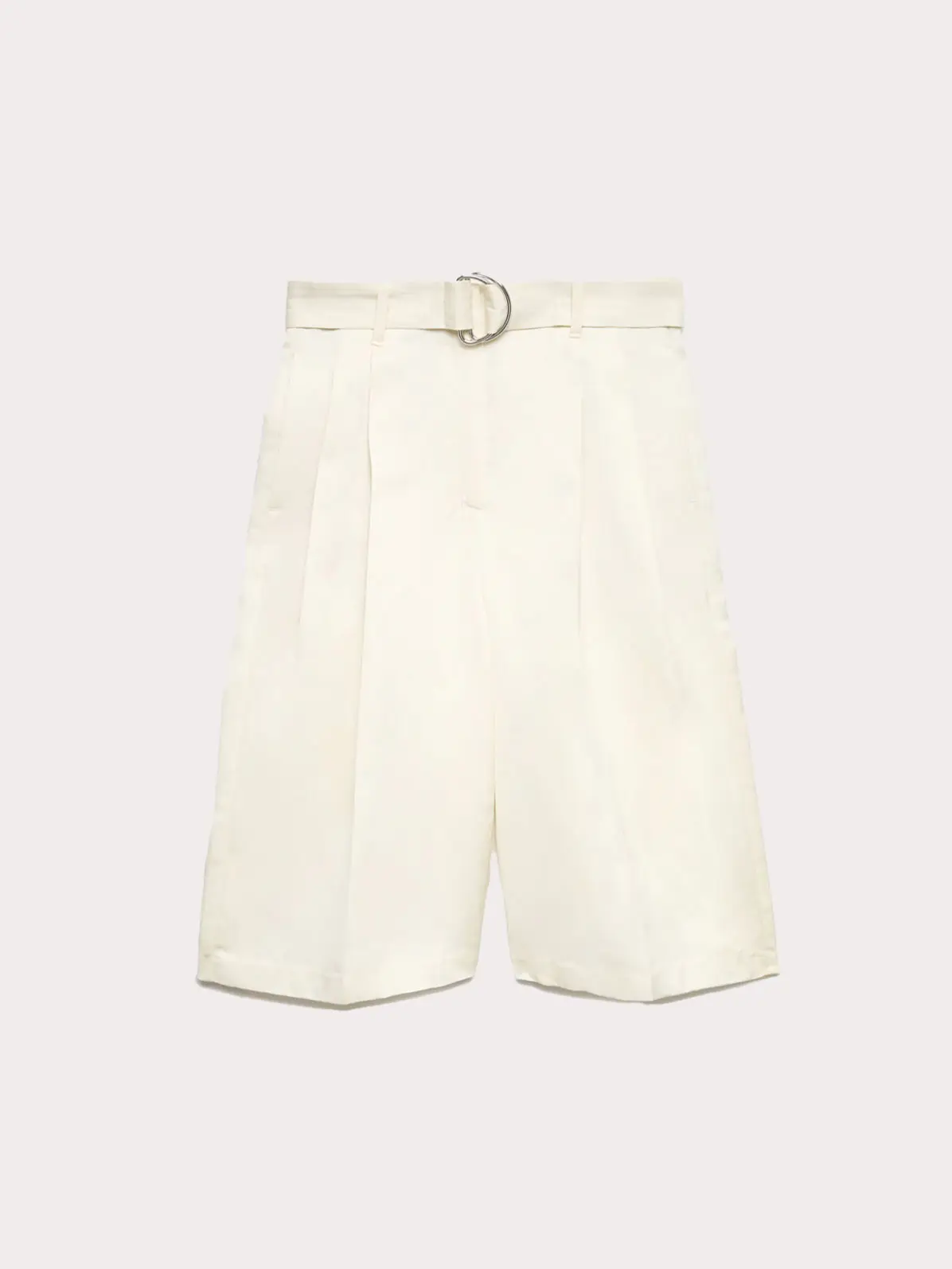 Cream tailored shorts with built-in belt