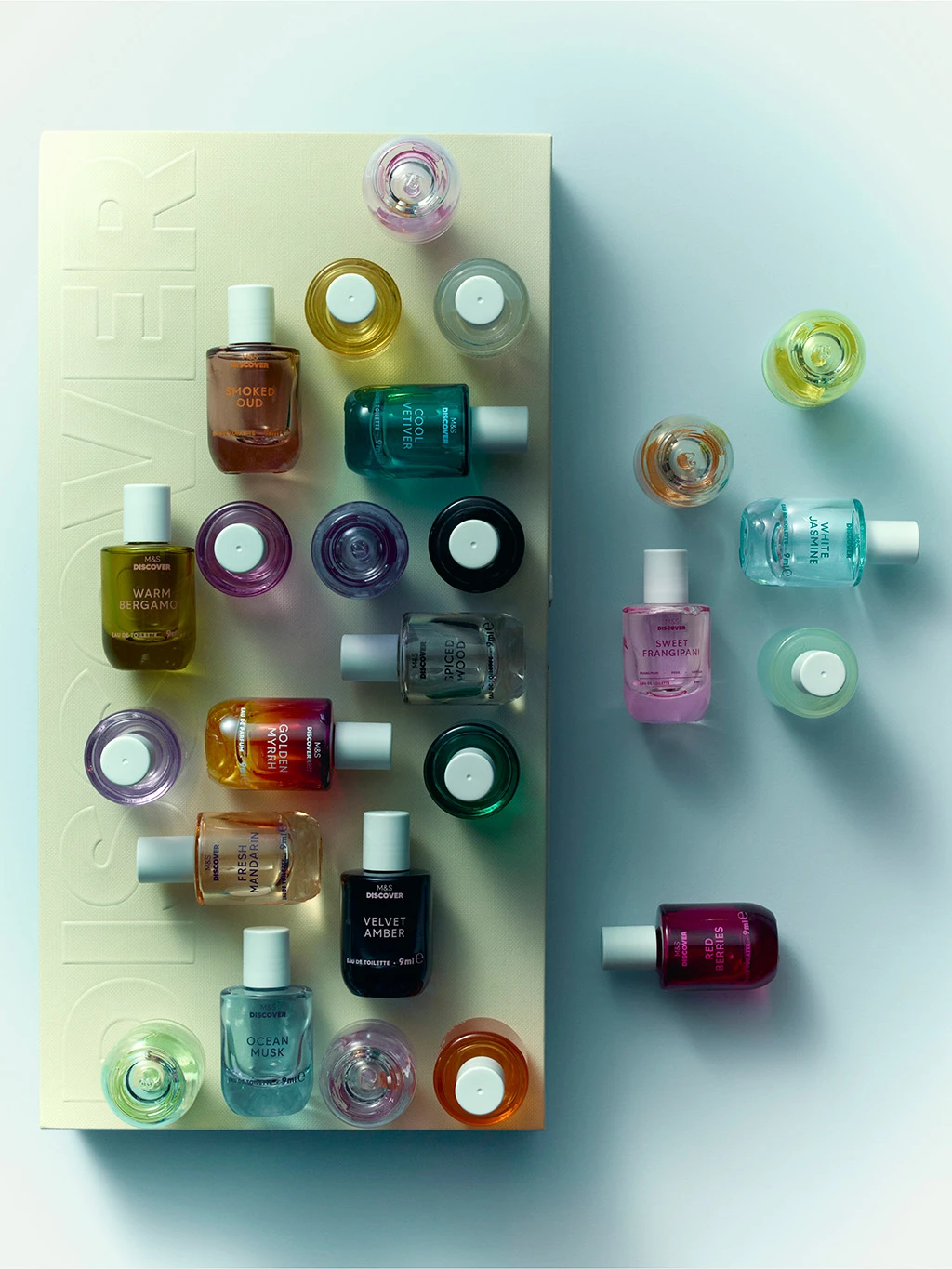 Group of mini M&S scented perfumes.