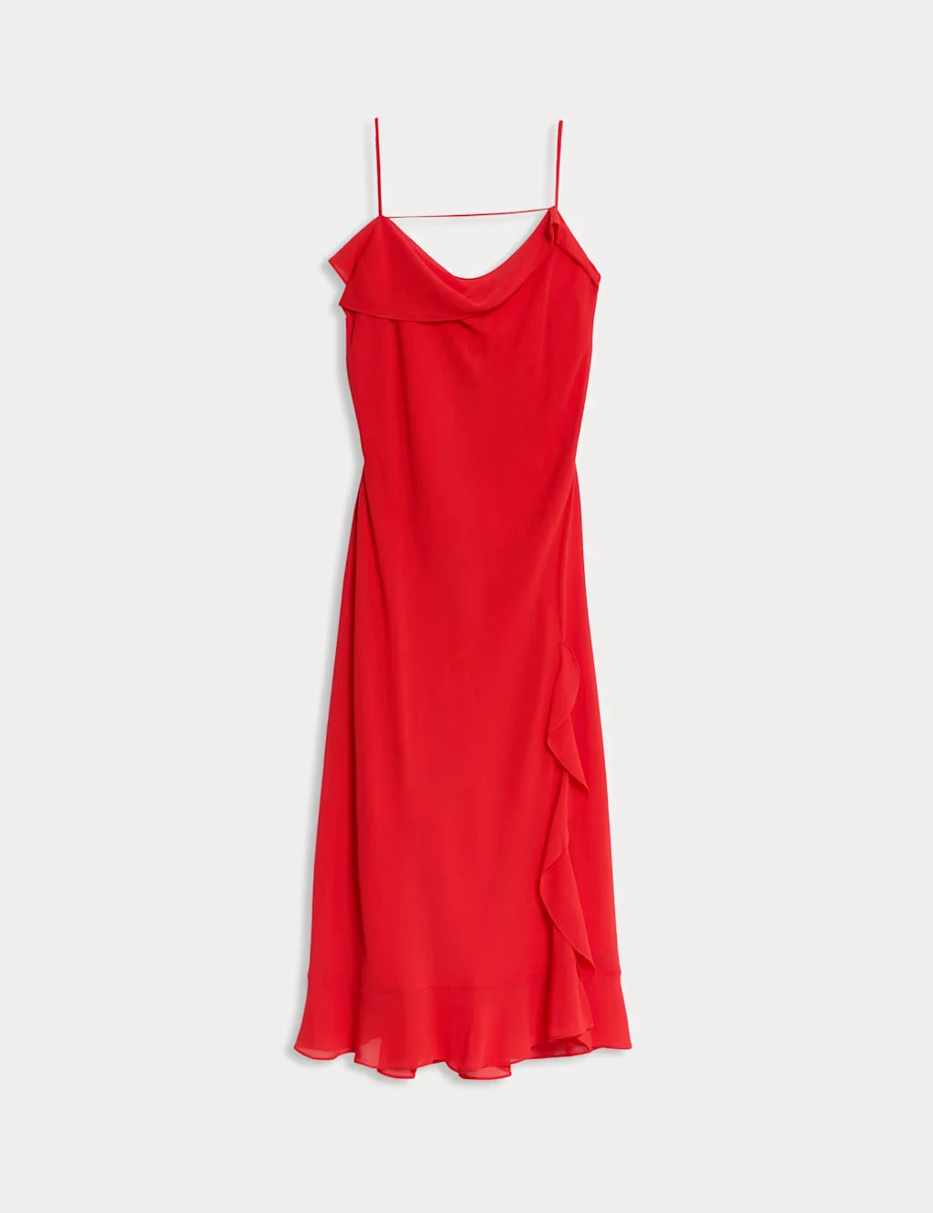 Red cowl-neck slip dress