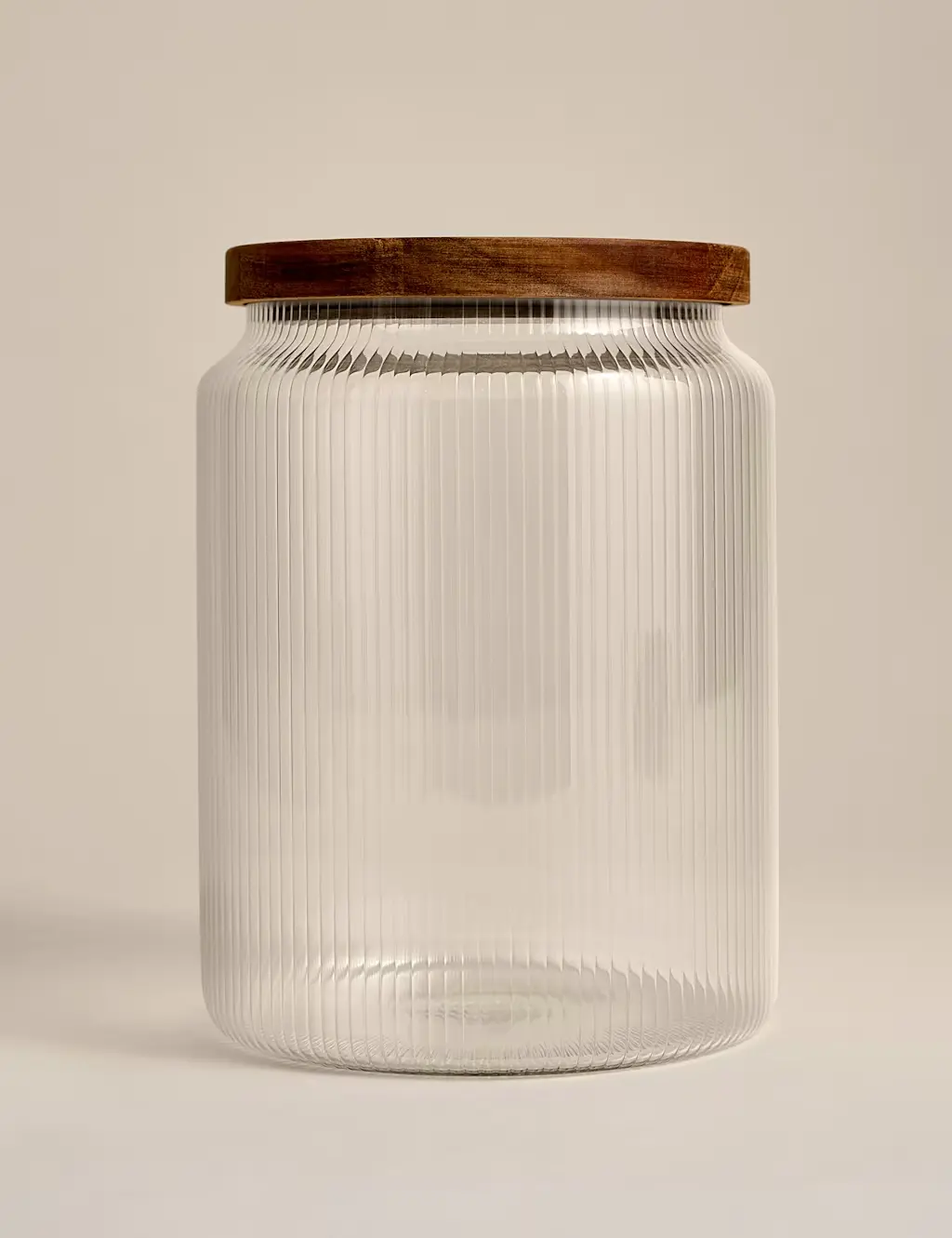 Large Ribbed Glass Cookie Jar