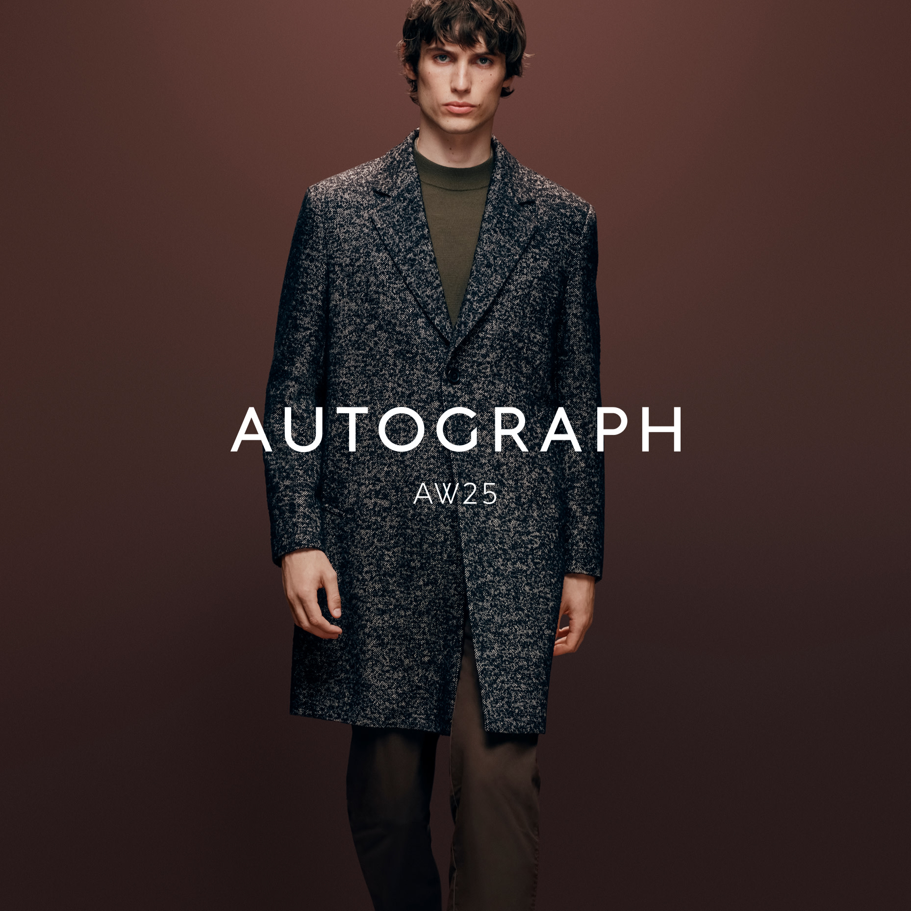 Man wearing grey overcoat from Autograph