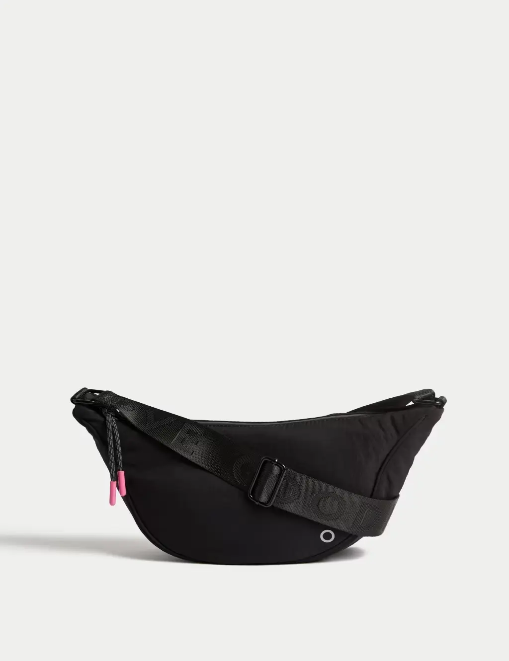 Black nylon sling cross-body bag