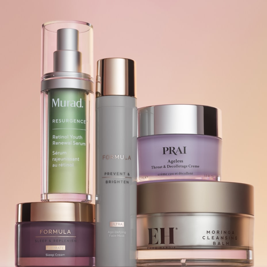 Selection on anti-ageing skincare products. Shop now